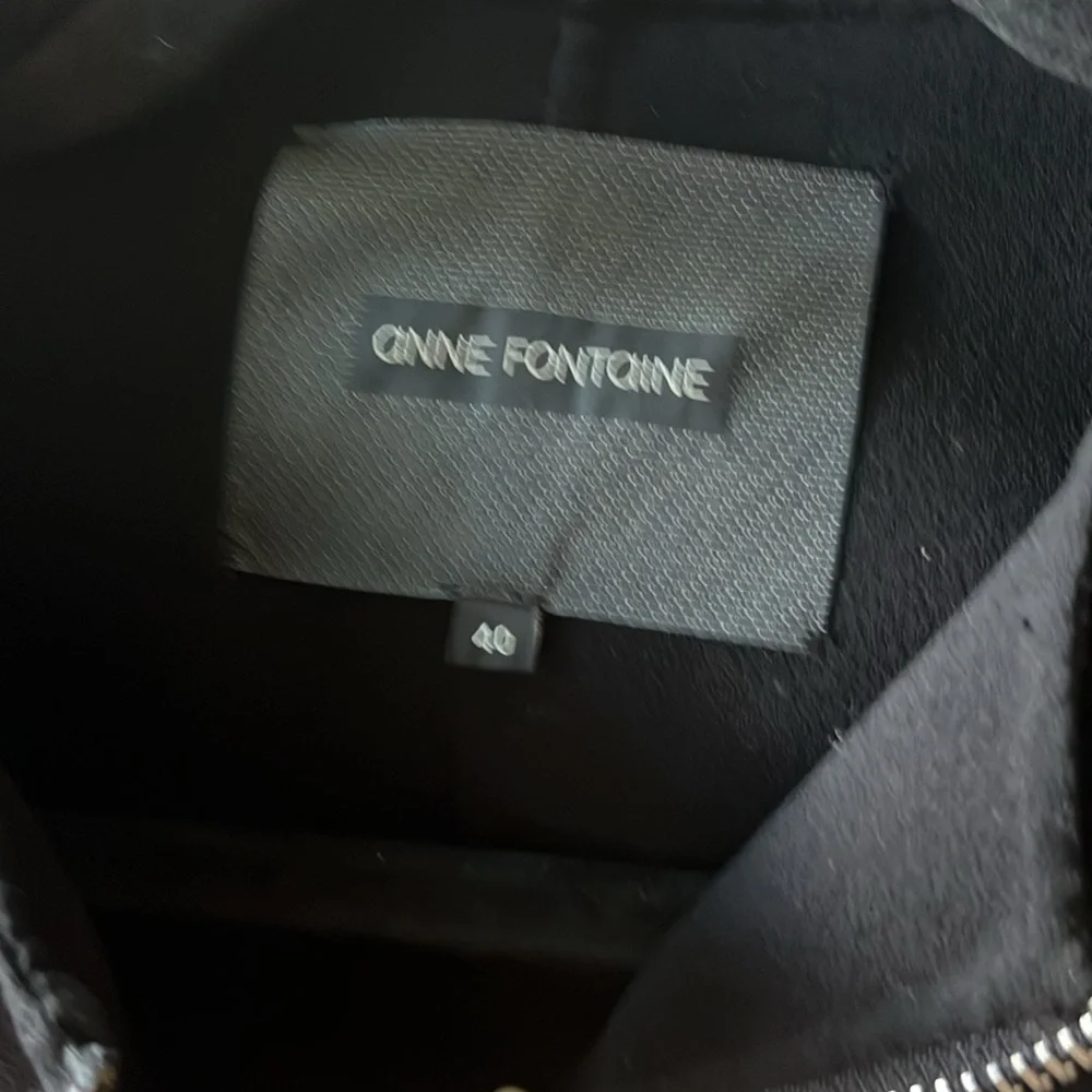 Anne‎ Fontaine Lambskin jacket, black, collarless, slit pockets, zip closure s M - Picture 4 of 4